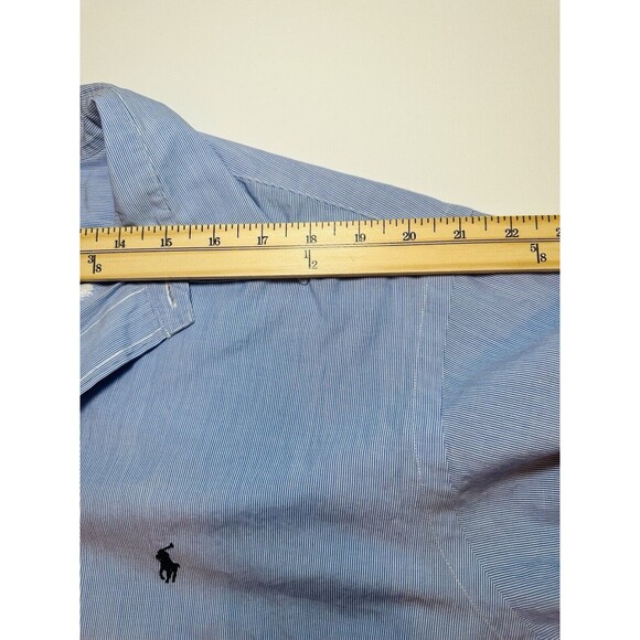 Ralph Lauren Yarmouth Blue Striped Long Sleeve Button Up Shirt Men's 17-34 - Picture 10 of 14